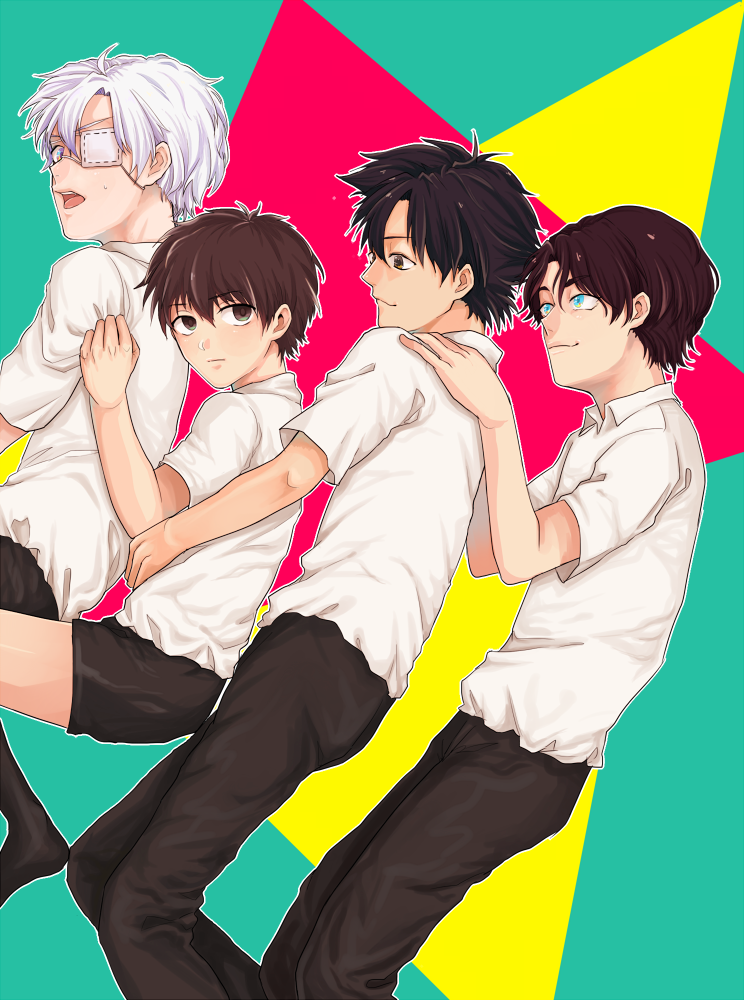 kotomine kirei, emiya kiritsugu, matou kariya, and tohsaka tokiomi (fate and 1 more) drawn by bufm