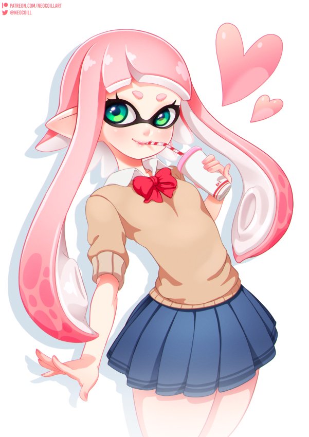 inkling player character and inkling girl (splatoon) drawn by neocoill