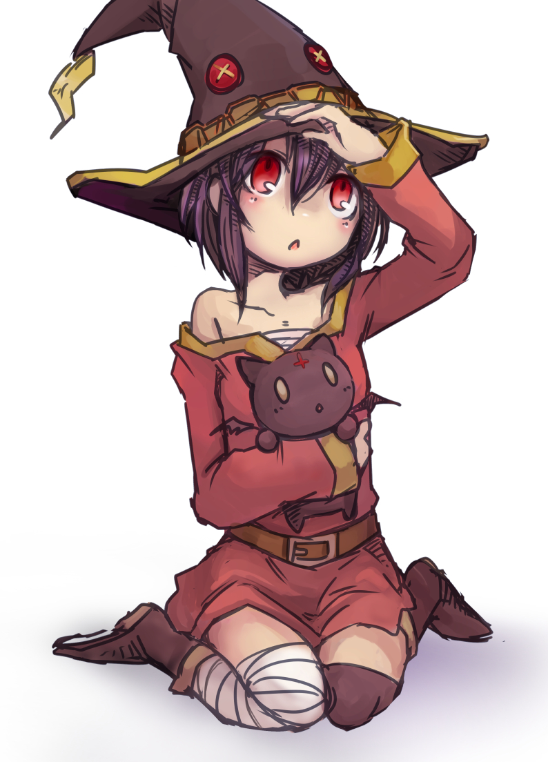 megumin and chomusuke (kono subarashii sekai ni shukufuku wo!) drawn by ruu_bot