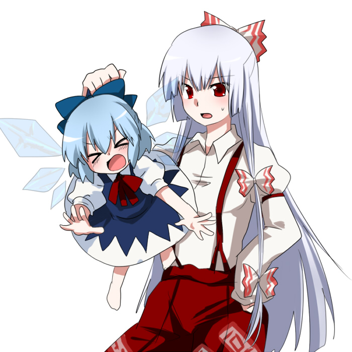 cirno and fujiwara no mokou (touhou) drawn by marimo_danshaku