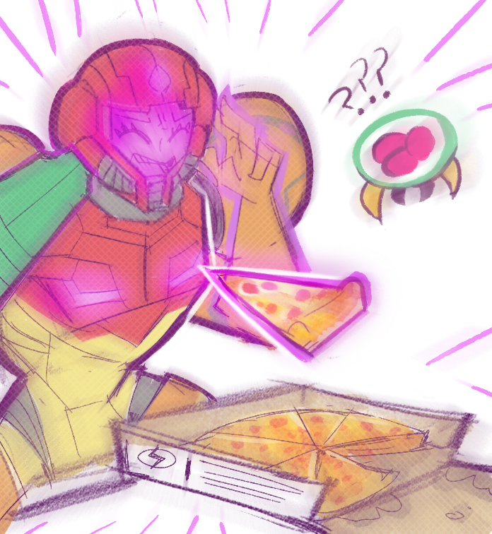 samus aran and metroid (metroid and 1 more) drawn by demonbloodpal