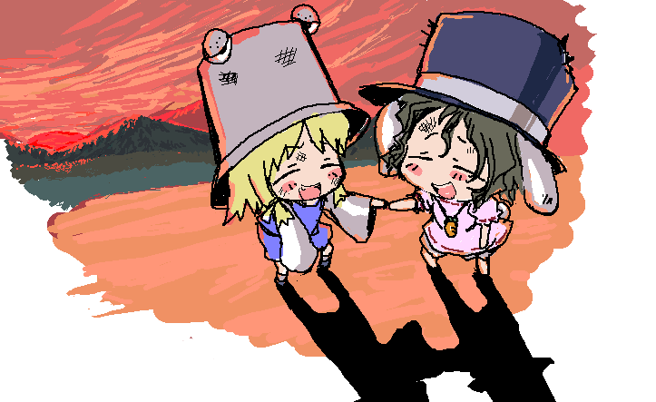 moriya suwako and inaba tewi (touhou) drawn by baku_taso