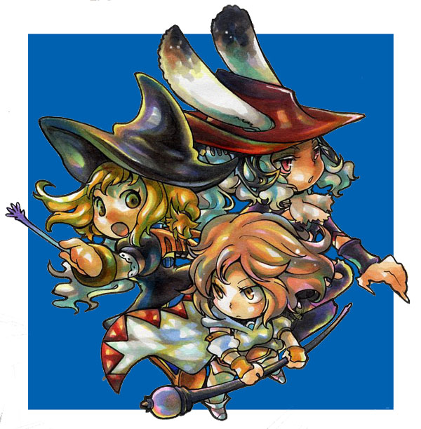 white mage, black mage, fran, red mage, penelo, and 1 more (final fantasy and 1 more) drawn by ashida