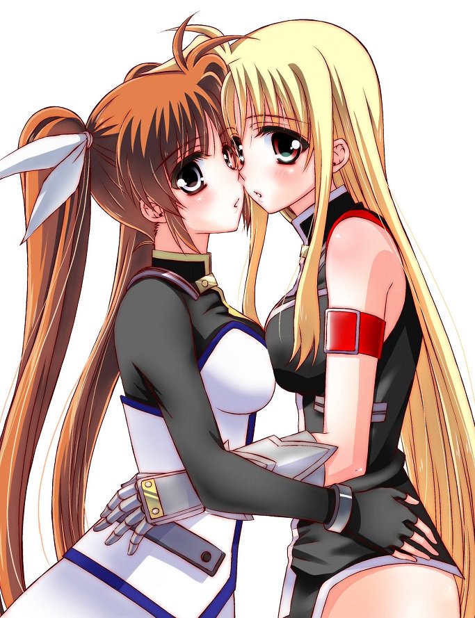 fate testarossa and takamachi nanoha (lyrical nanoha and 1 more) drawn by kohaku_(kohagura)