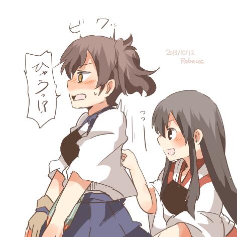 kaga and akagi (kantai collection) drawn by rebecca_(keinelove)