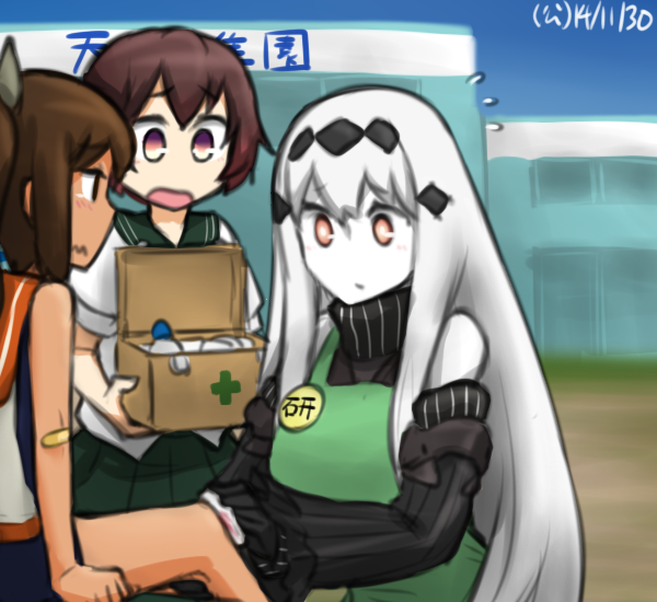i-401, mutsuki, and aircraft carrier water oni (kantai collection) drawn by hamu_koutarou