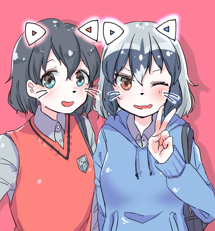 kaban and common raccoon (kemono friends) drawn by aotan_(aorin114)