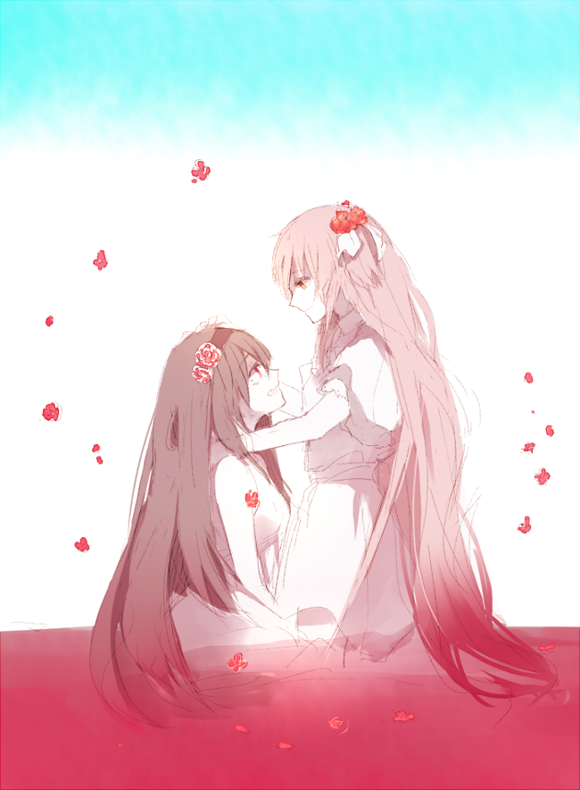 akemi homura, kaname madoka, and ultimate madoka (mahou shoujo madoka magica) drawn by hanyae