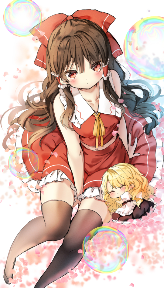 hakurei reimu and kirisame marisa (touhou) drawn by piyokichi