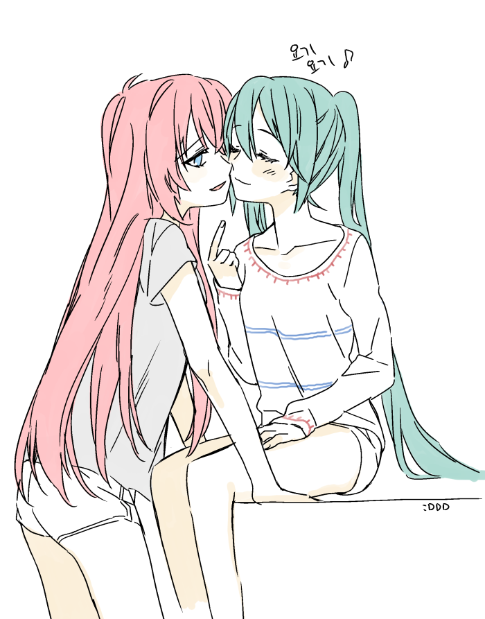 hatsune miku and megurine luka (vocaloid) drawn by electric_flower