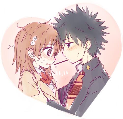 misaka mikoto and kamijou touma (toaru majutsu no index and 1 more) drawn by nae_(rno)