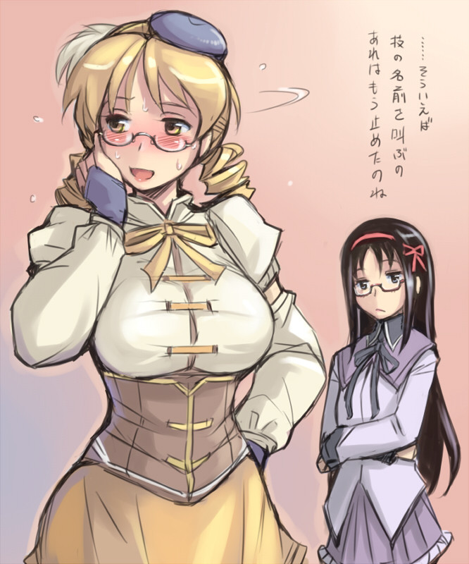 akemi homura and tomoe mami (mahou shoujo madoka magica) drawn by tsuda_nanafushi