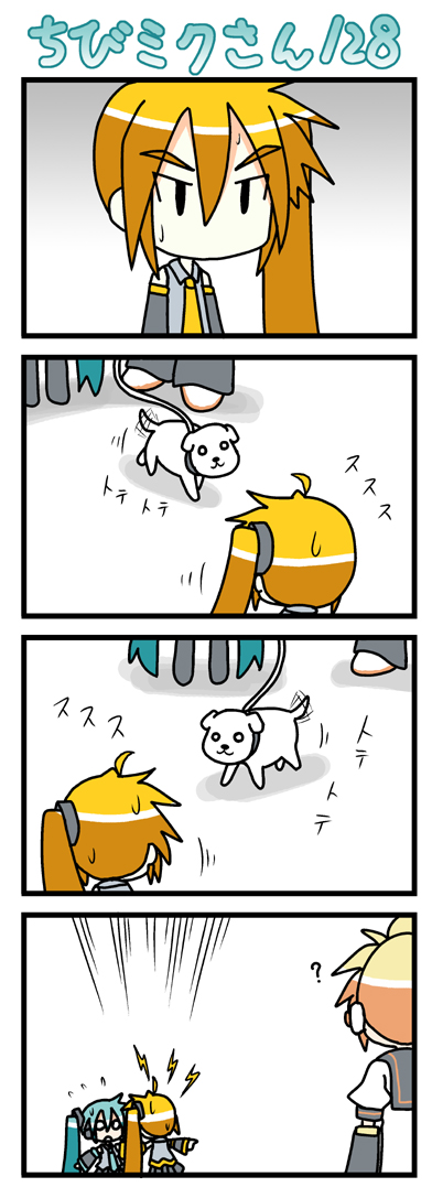 hatsune miku, kagamine len, akita neru, chibi miku, and hamo (vocaloid) drawn by minami_(colorful_palette)
