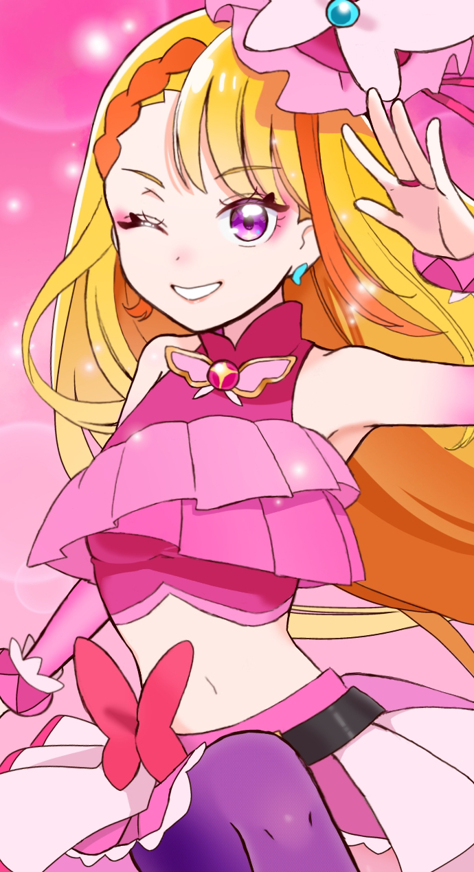 hijiri ageha and cure butterfly (precure and 1 more) drawn by hikota.