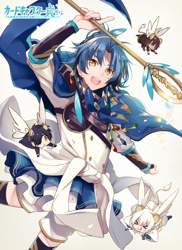 kero, tsurumaru kuninaga, shokudaikiri mitsutada, ookurikara, and taikogane sadamune (touken ranbu and 1 more) drawn by hirai_yuzuki