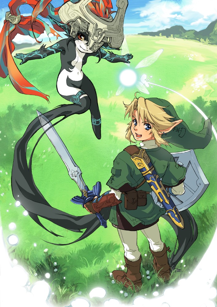 link and midna (the legend of zelda and 1 more) drawn by yajiro_masaru