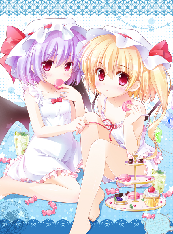 remilia scarlet and flandre scarlet (touhou) drawn by sasai_saji