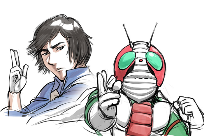 kamen rider v3 and kazami shirou (kamen rider and 1 more) drawn by ueyama_michirou