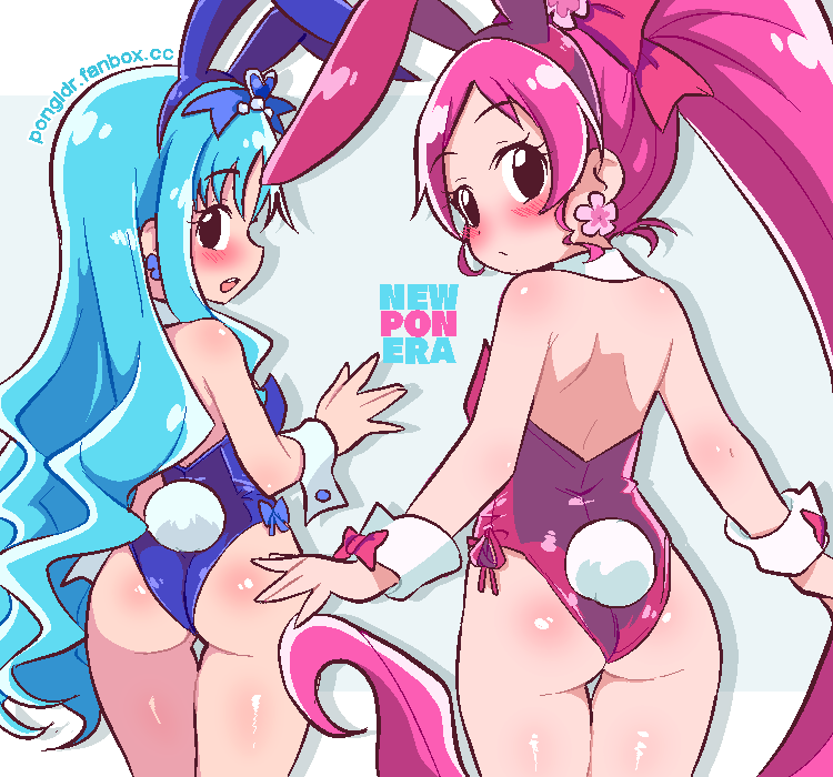 kurumi erika, hanasaki tsubomi, cure marine, and cure blossom (precure and 1 more) drawn by pongldr