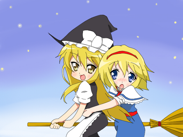 kirisame marisa and alice margatroid (touhou) drawn by chiro_(bocchiropafe)