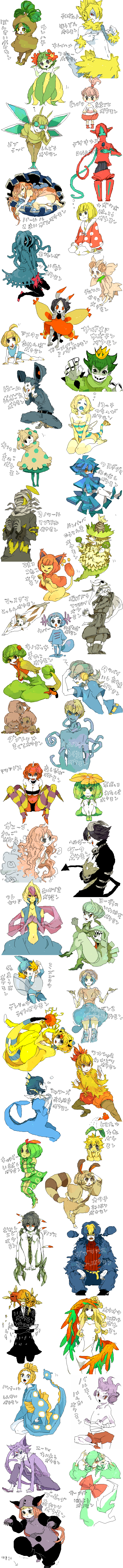 gardevoir, vaporeon, espeon, garchomp, mudkip, and 45 more (pokemon) drawn by kinako_(marubotan)