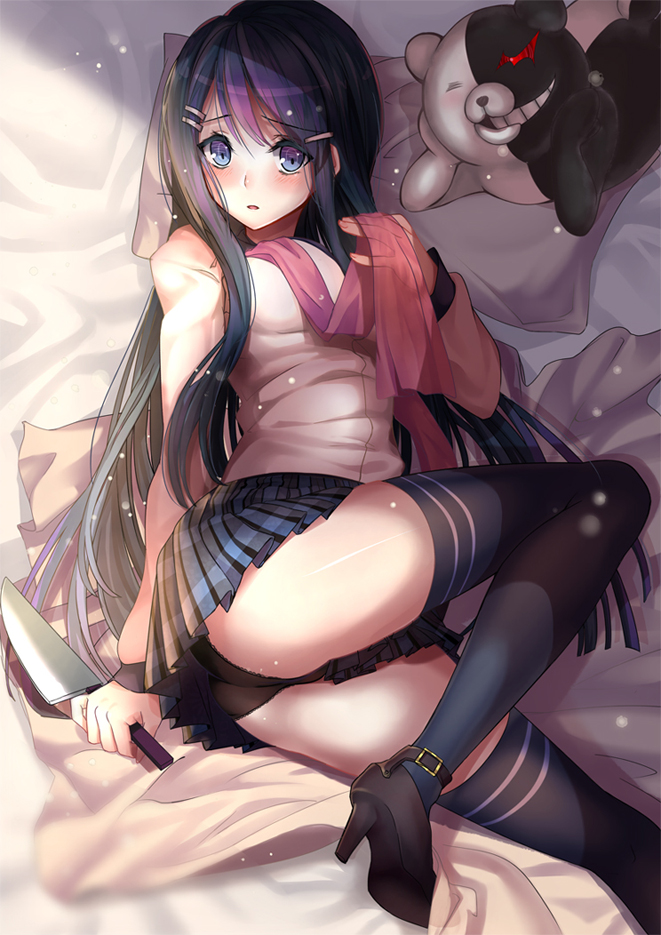 monokuma and maizono sayaka (danganronpa and 1 more) drawn by aki663