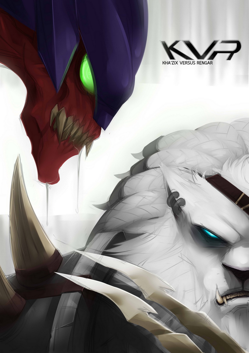 rengar and kha'zix (league of legends and 3 more) drawn by exaxuxer