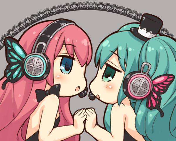 hatsune miku and megurine luka (vocaloid and 1 more) drawn by mizuno_mumomo