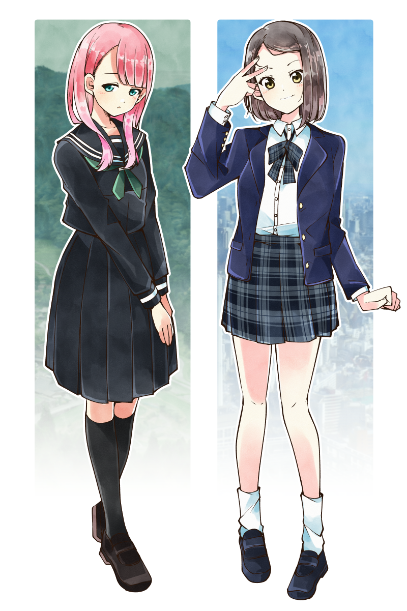 kamiki mikami and hiiragi tsubomi (22/7) drawn by trefle_r