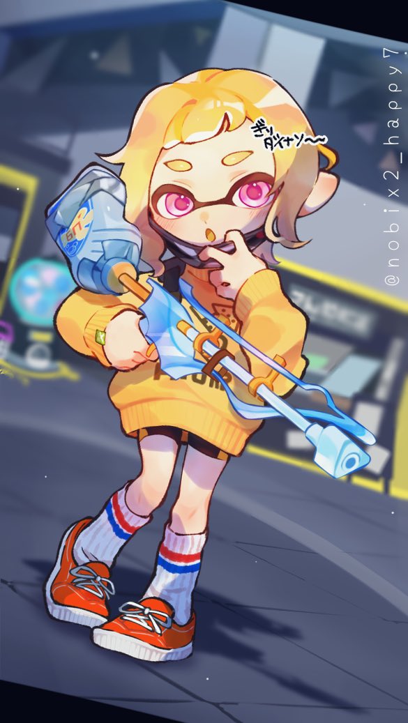 inkling player character and inkling girl (splatoon and 1 more) drawn by nobix2_happy711