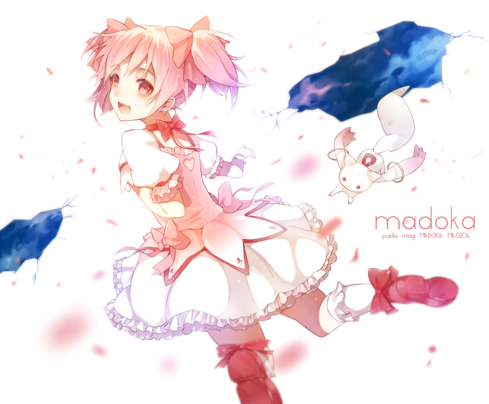 kaname madoka and kyubey (mahou shoujo madoka magica) drawn by shiranori