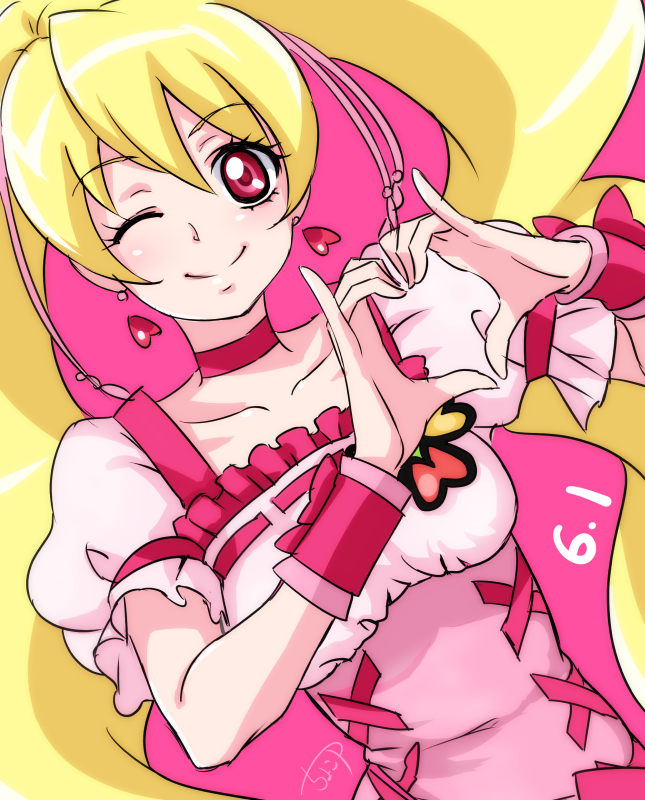 momozono love and cure peach (precure and 1 more) drawn by chocokin