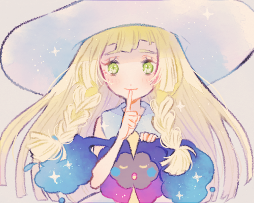 lillie and cosmog (pokemon and 1 more) drawn by ryokuno_green