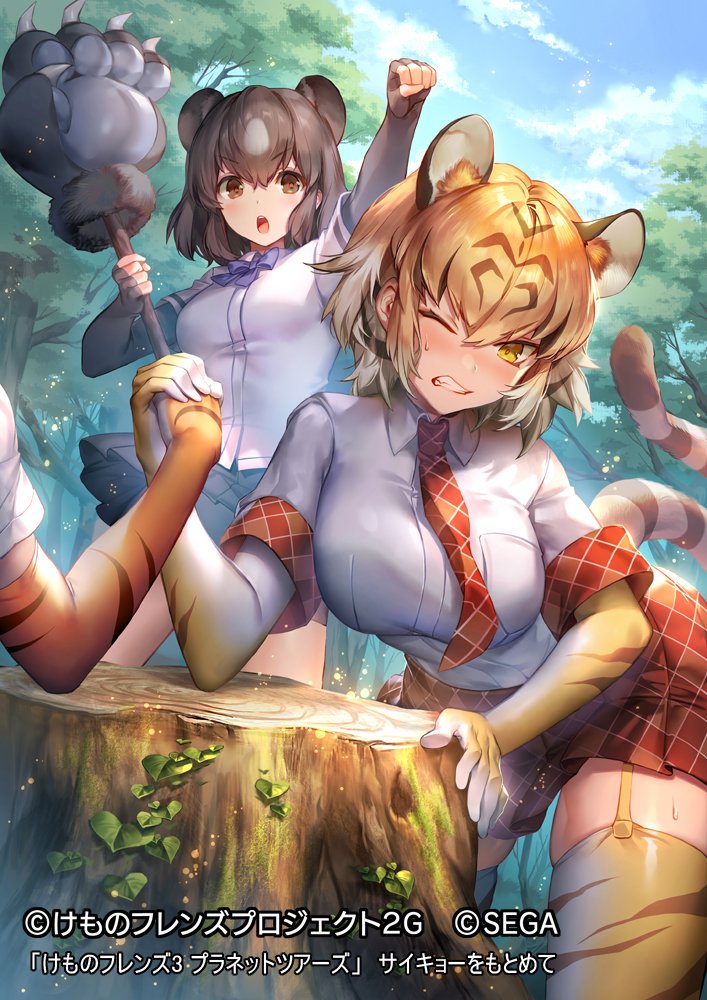 brown bear, siberian tiger, and tiger (kemono friends and 2 more) drawn by ueo_(ueooo)