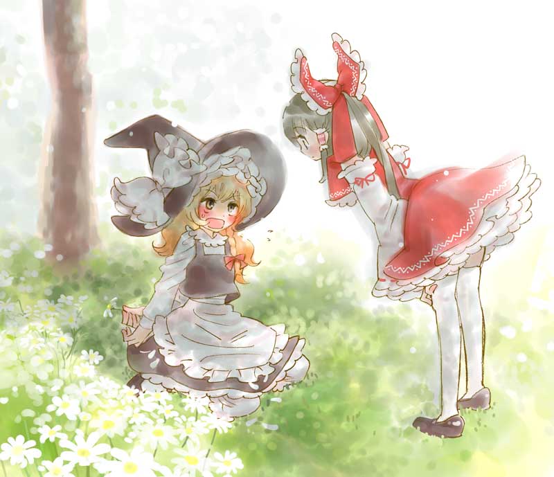 hakurei reimu and kirisame marisa (touhou) drawn by kemeko_(artist)