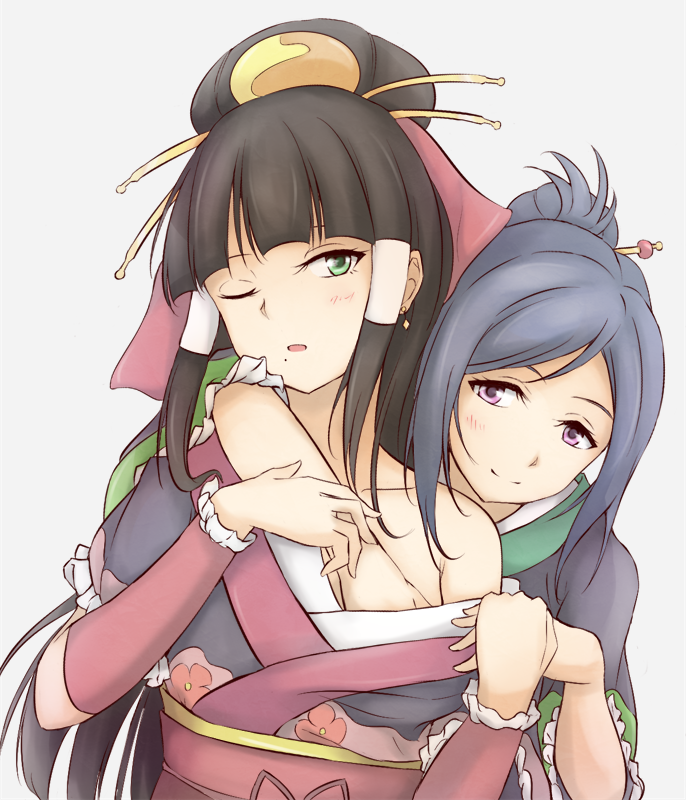 matsuura kanan and kurosawa dia (love live! and 1 more) drawn by ken_(kenta1922)