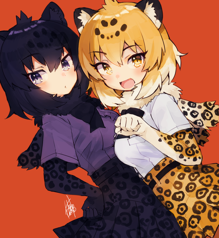 jaguar and black jaguar (kemono friends) drawn by hatagaya