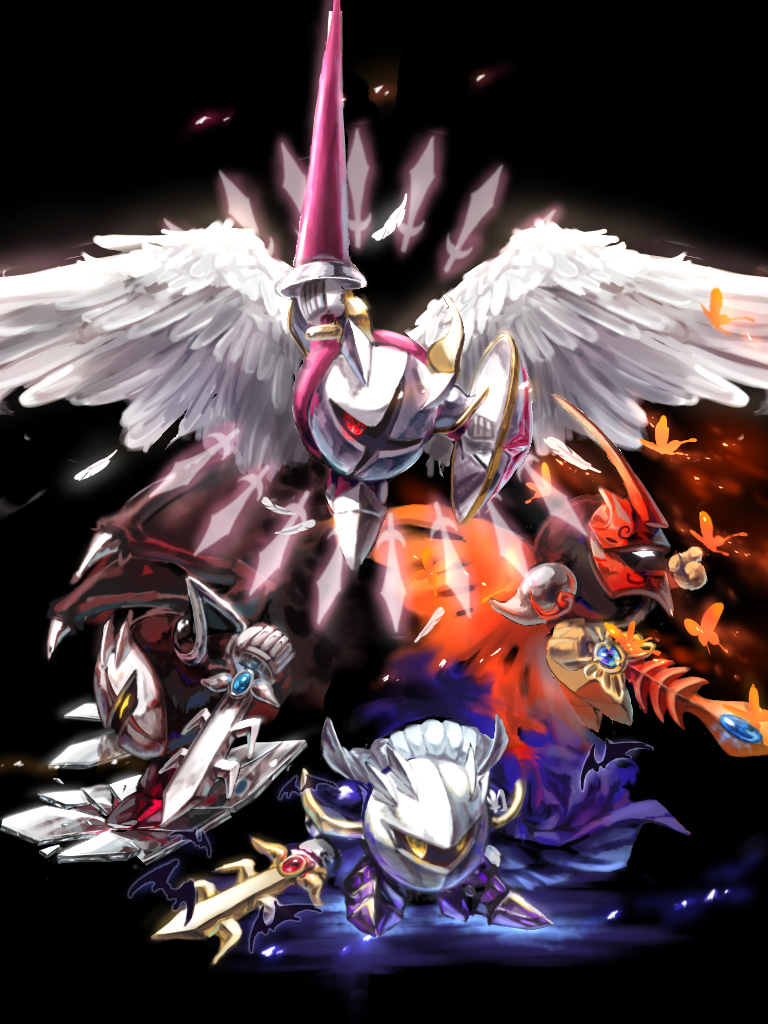 meta knight, morpho knight, galacta knight, and dark meta knight (kirby) drawn by user_ahkv8283