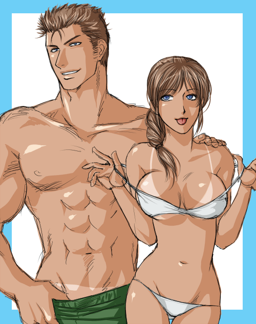 chris redfield and claire redfield (resident evil) drawn by akemi_(wkd4496cxc)
