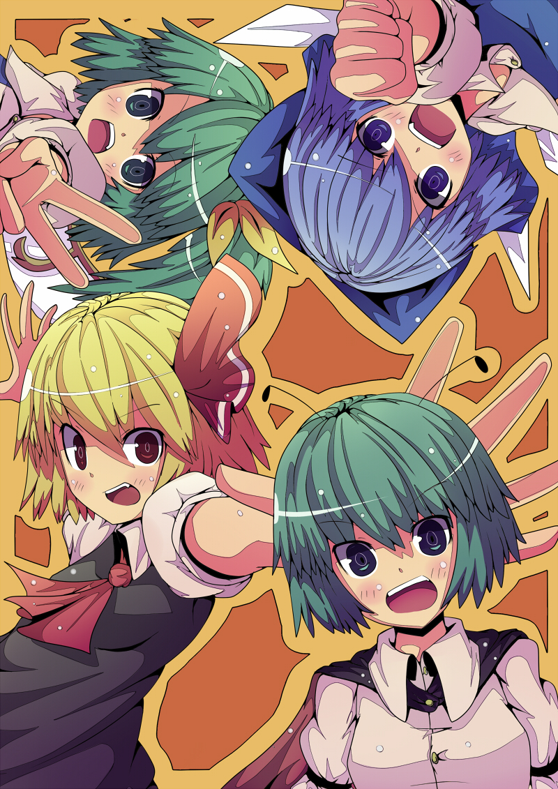 cirno, rumia, daiyousei, and wriggle nightbug (touhou) drawn by gamuo