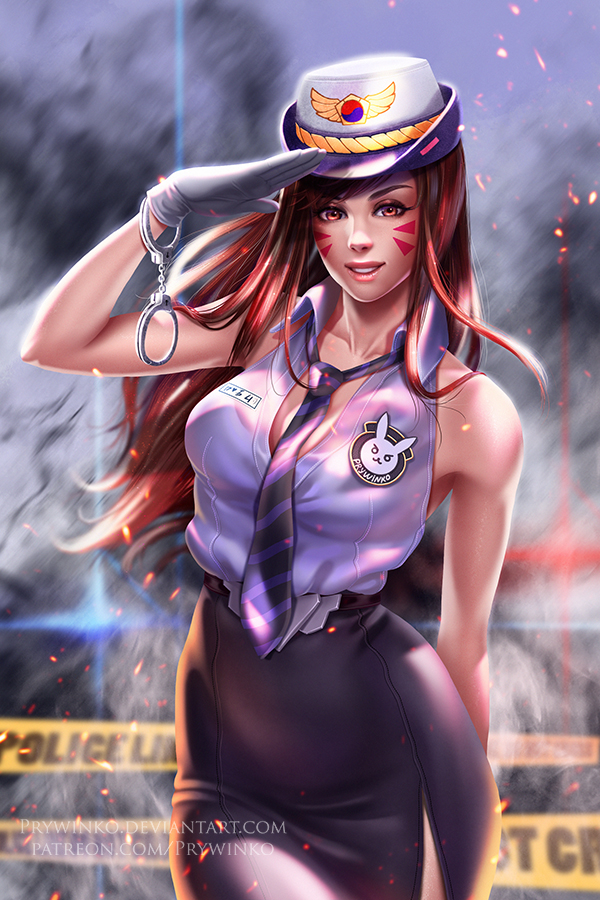 d.va and officer d.va (overwatch and 1 more) drawn by prywinko