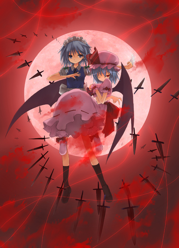 remilia scarlet and izayoi sakuya (touhou) drawn by fred04142