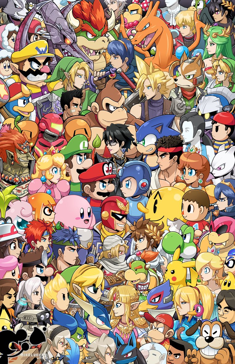 link, inkling player character, pikachu, princess zelda, inkling girl, and 80 more (pokemon and 49 more) drawn by mike_luckas