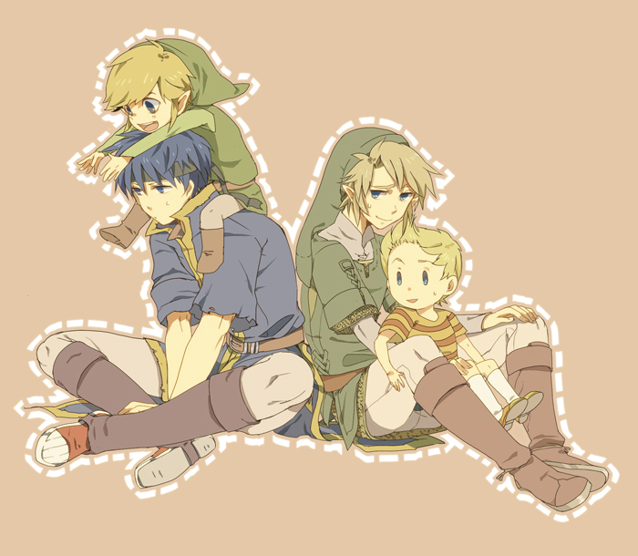 link, ike, toon link, and lucas (fire emblem and 7 more) drawn by nikayu
