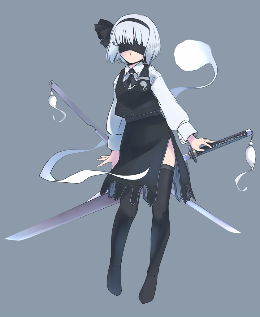 konpaku youmu and 2b (touhou and 2 more) drawn by rangycrow