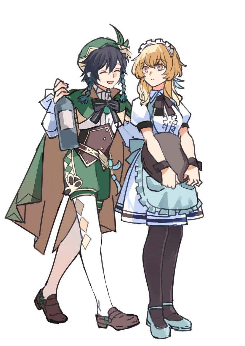 lumine and venti (genshin impact) drawn by kk_(kkgame7733)