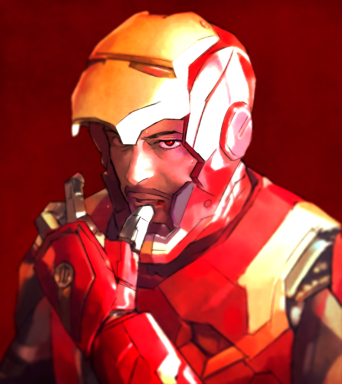 tony stark and iron man (marvel and 2 more) drawn by redcokk