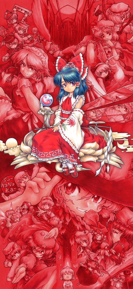 hakurei reimu, kirisame marisa, remilia scarlet, flandre scarlet, izayoi sakuya, and 25 more (touhou and 1 more) drawn by sakura_ni_tsudoishi_legion