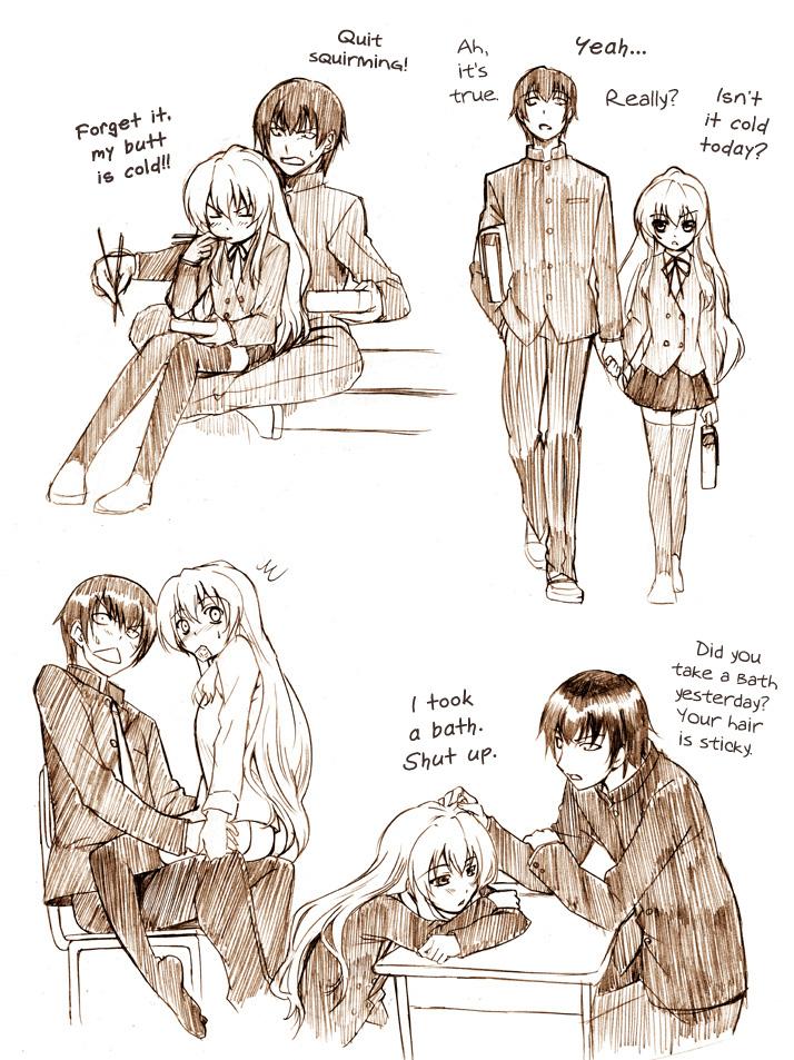 aisaka taiga and takasu ryuuji (toradora!) drawn by marumi