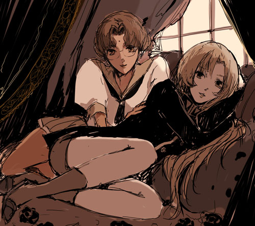 tenjou utena and himemiya anthy (shoujo kakumei utena) drawn by uno_(colorbox)